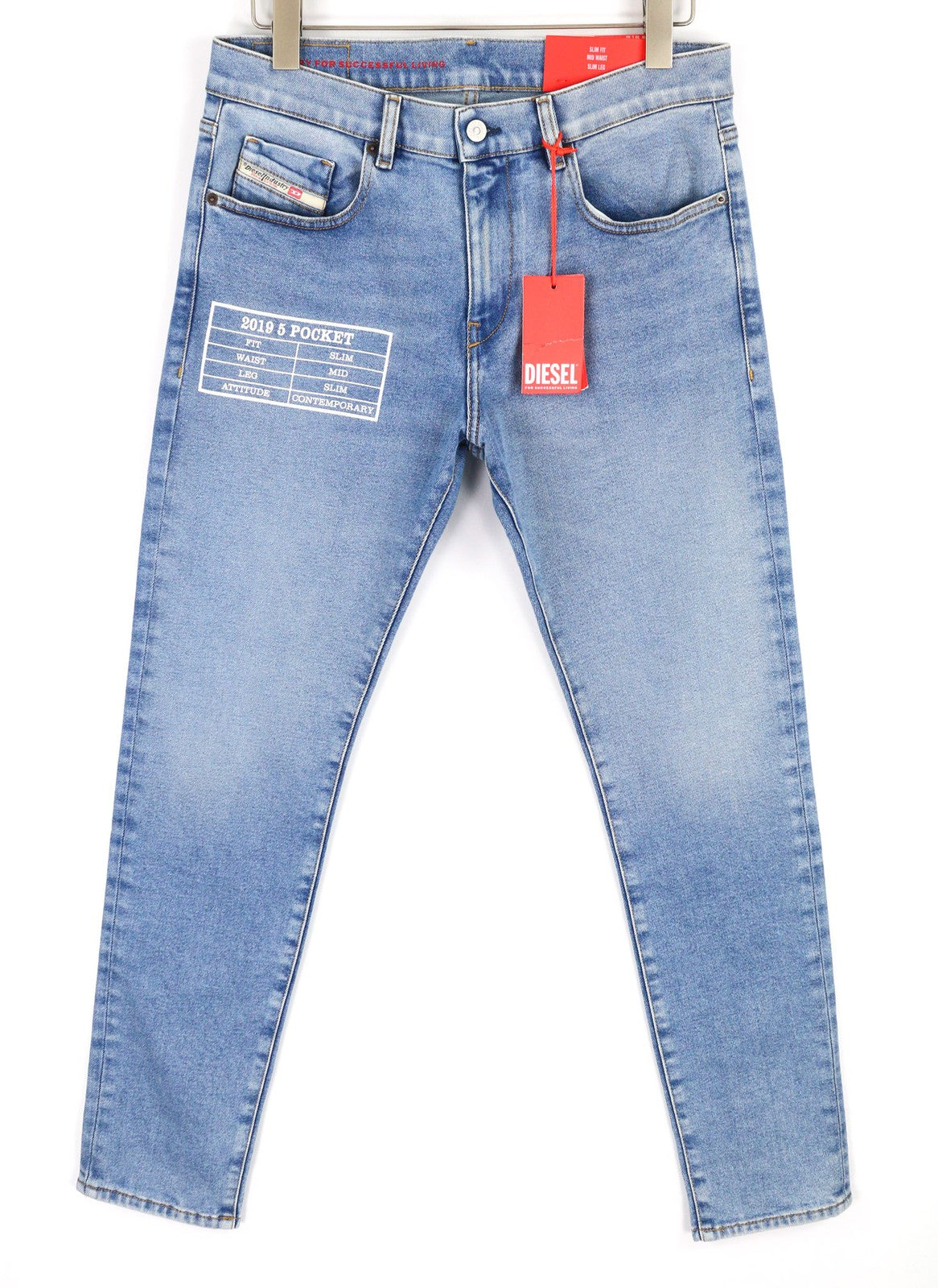 DIESEL 2019 D-Strukt 9B92S vyriški džinsai W32/L32 vidutinio juosmens, ploni, skalbto džinso 