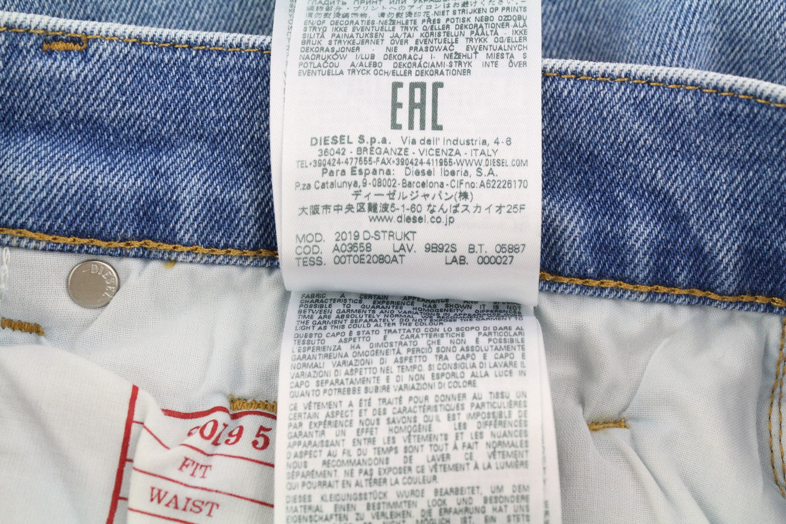 DIESEL 2019 D-Strukt 9B92S vyriški džinsai W32/L32 vidutinio juosmens, ploni, skalbto džinso 