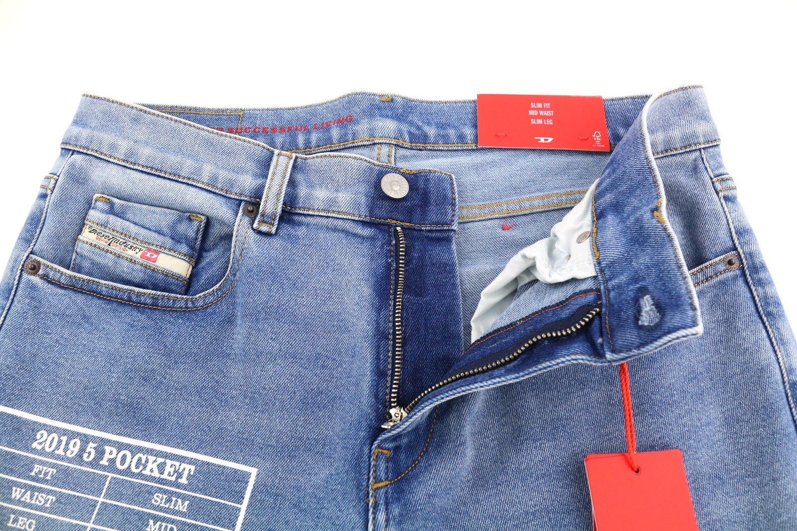 DIESEL 2019 D-Strukt 9B92S vyriški džinsai W32/L32 vidutinio juosmens, ploni, skalbto džinso 