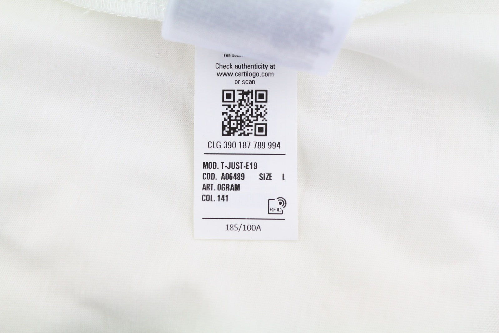 DIESEL T-Just-E19 Mens T-Shirt L Short Sleeve Crew Collar Front Tricot White