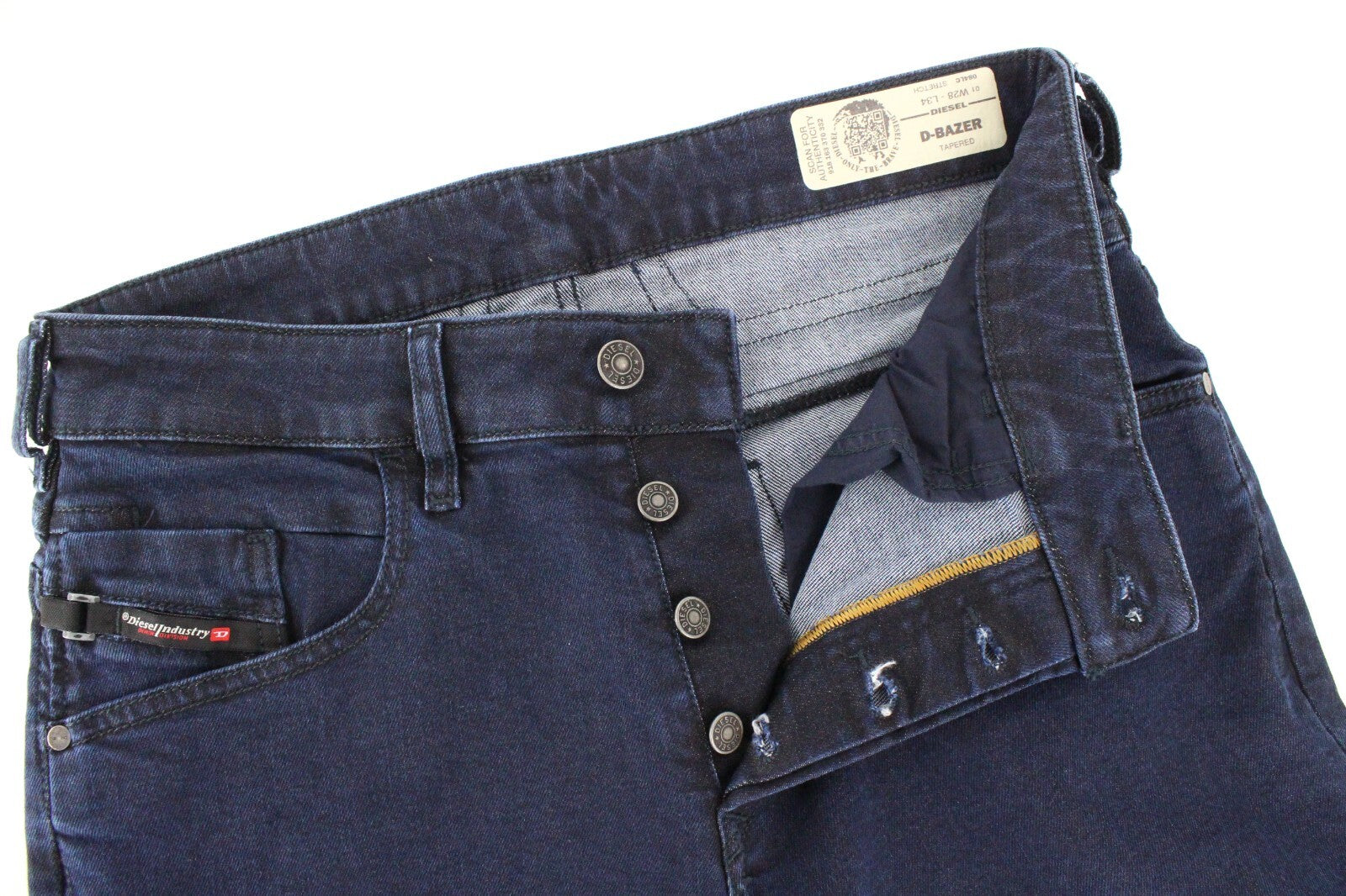 DIESEL D-Bazer 084LC vyriški džinsai W28/L34 vienspalviai mėlyni, siaurėjantys medvilniniai džinsai 