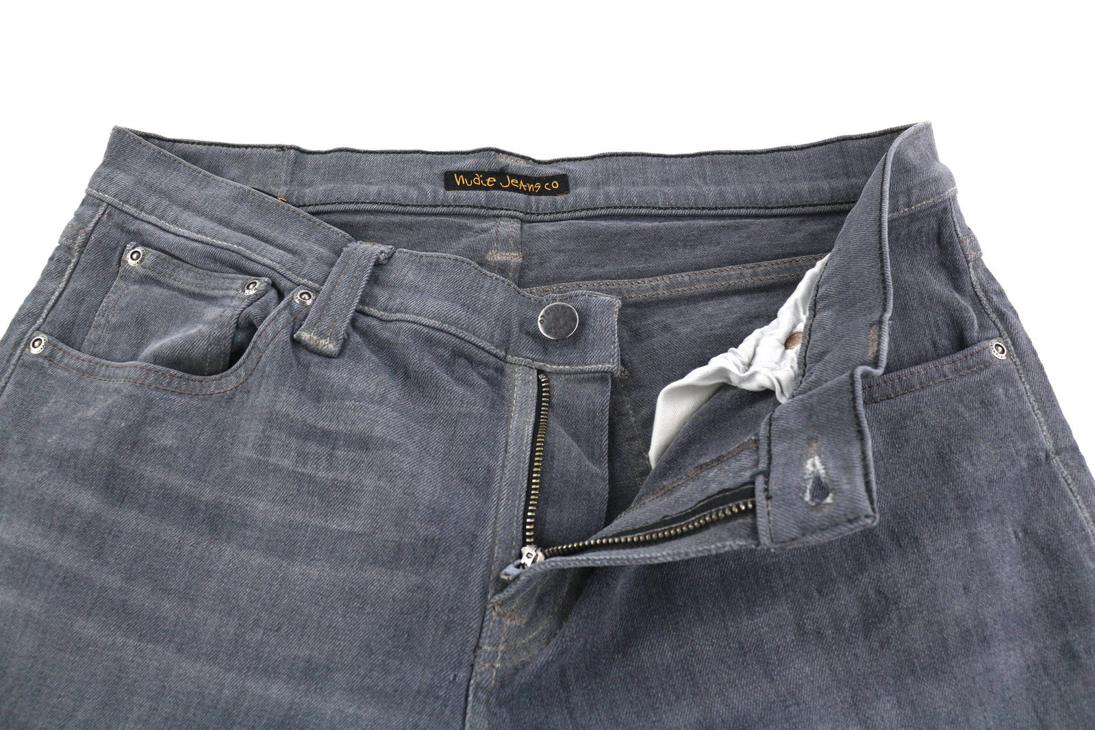 NUDIE JEANS Tight Long John Men Jeans W32/L32 Organic Charcoal Slim Leg Washed