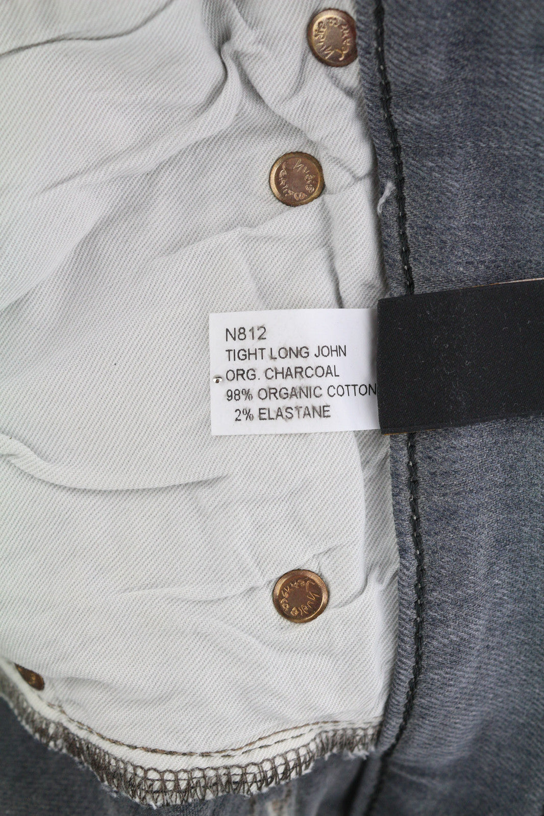 NUDIE JEANS Tight Long John Men Jeans W32/L32 Organic Charcoal Slim Leg Washed