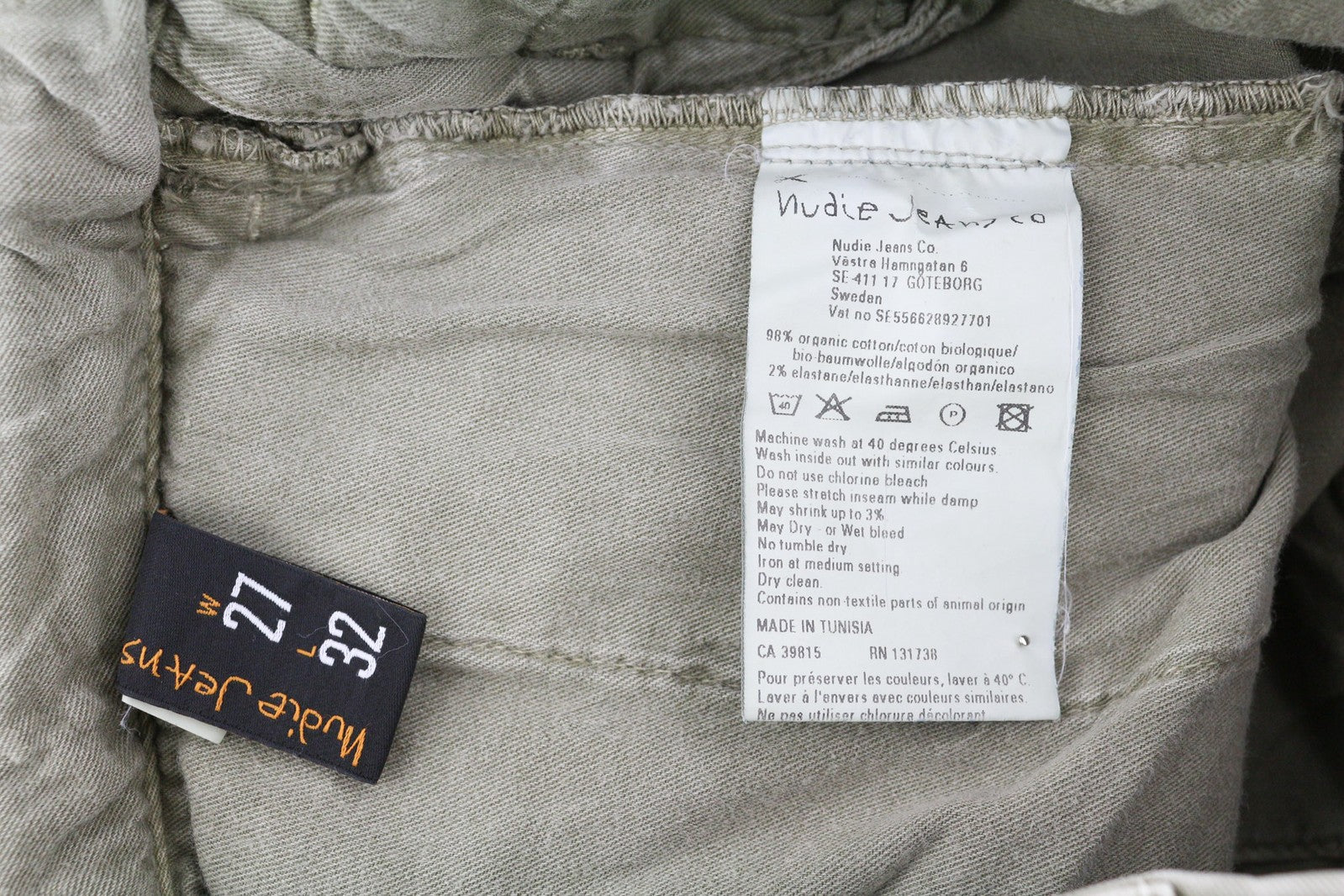 NUDIE JEANS Chaki spalvos aptempti moteriški džinsai W27/L32 Organic Dusty Skinny Zipper 