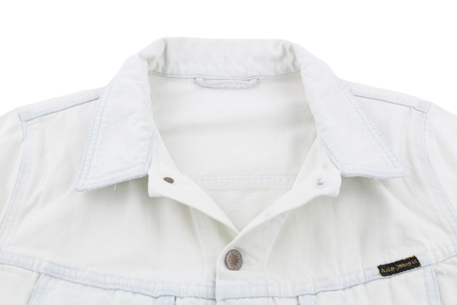 NUDIE JEANS Terry vyriška striukė M Extreme Bleach Light Button Spread Denim Logo 