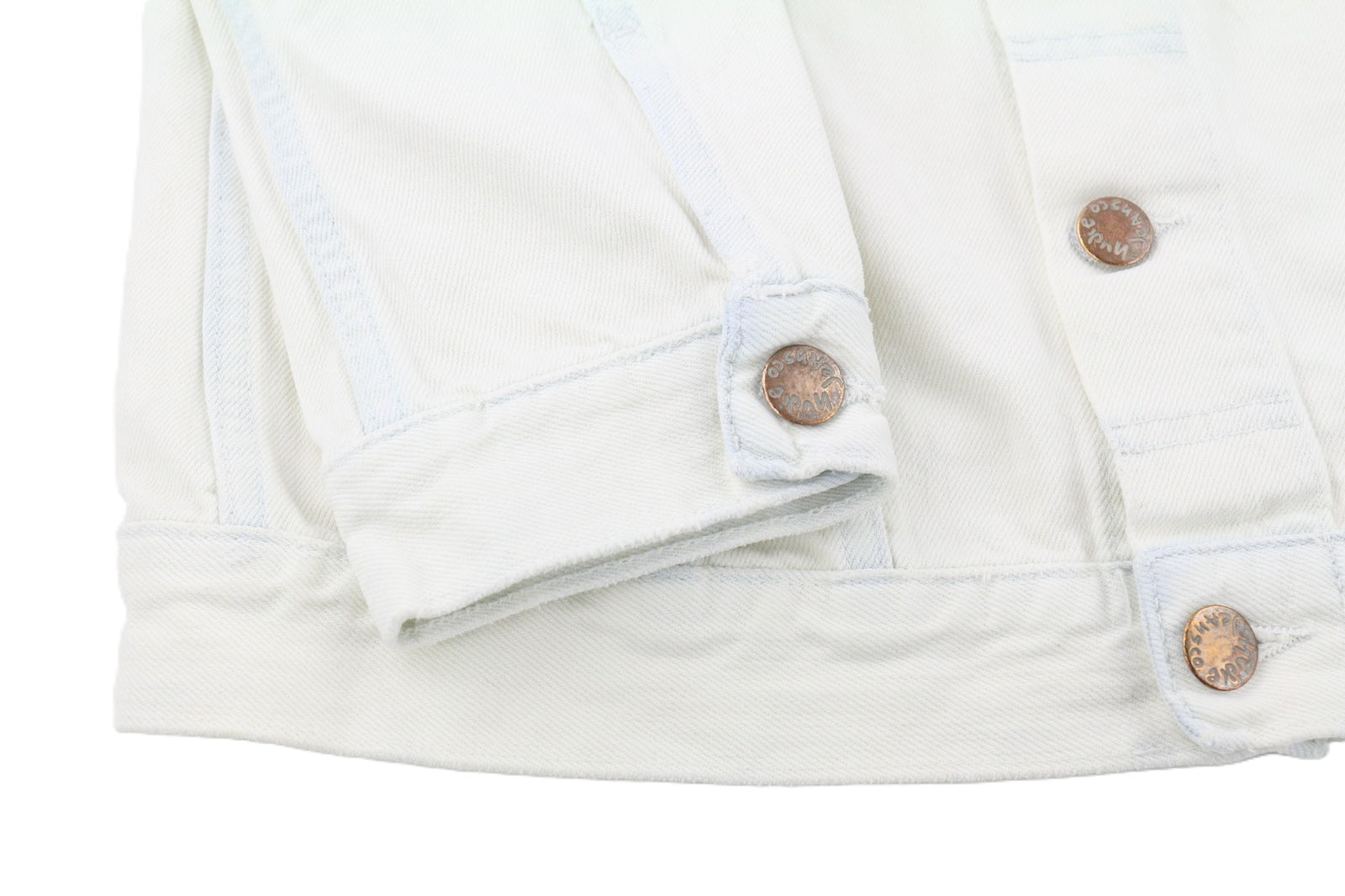 NUDIE JEANS Terry vyriška striukė M Extreme Bleach Light Button Spread Denim Logo 