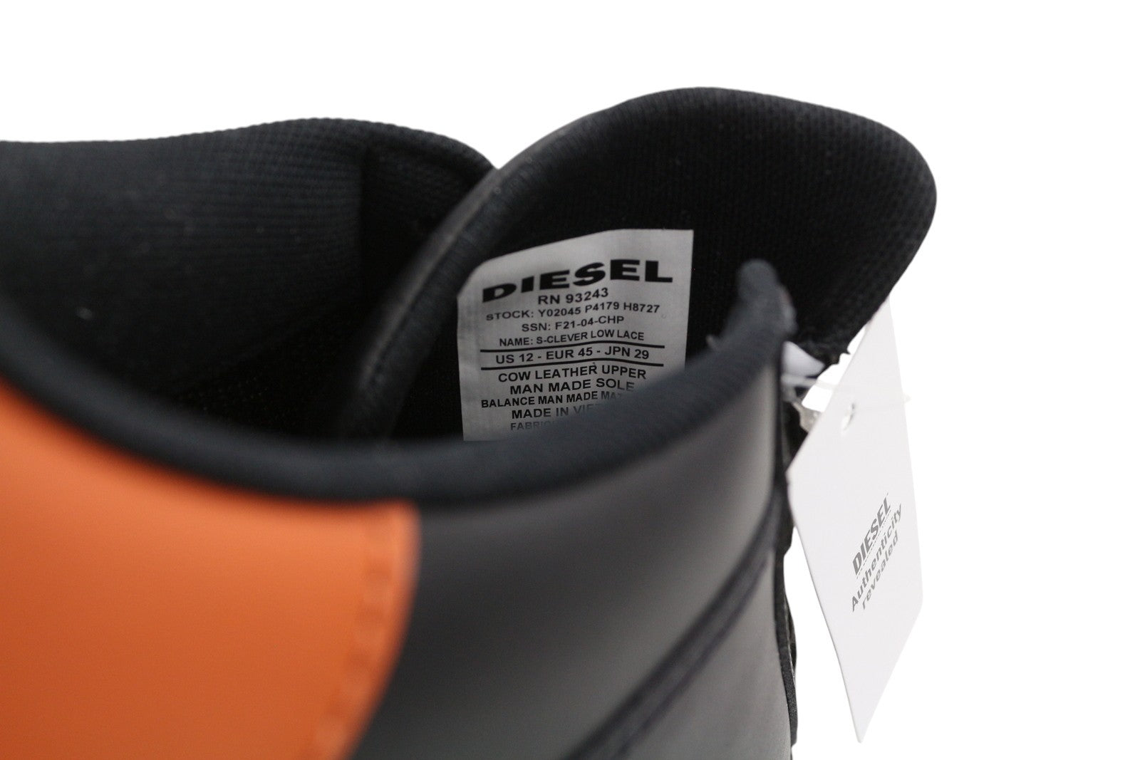 DIESEL S-Clever žemi nėrinių vyriški sportbačiai, juodos spalvos, karvės odos, migdolų nosis, RRP120