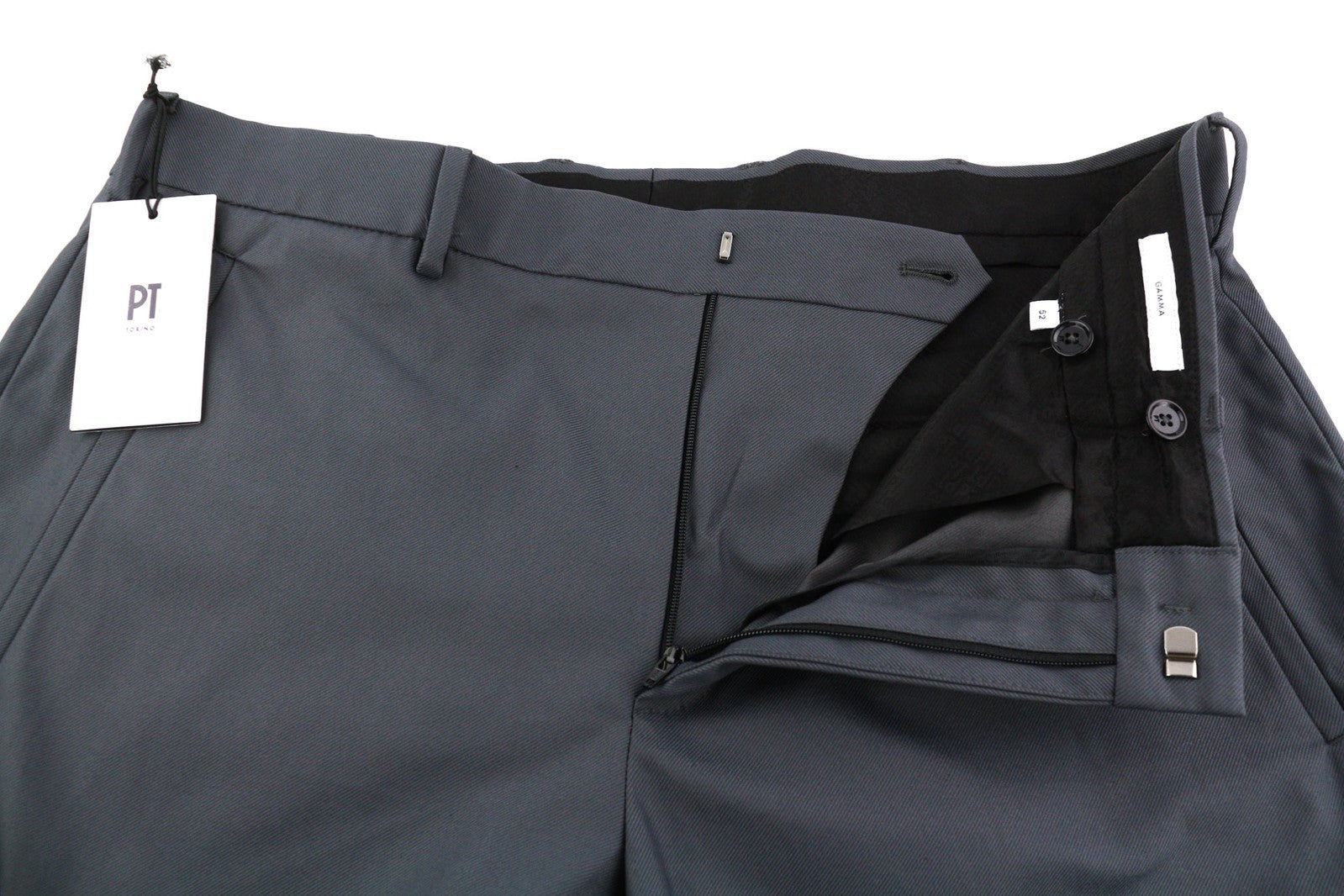 PT TORINO Gamma vyriškos kelnės 52 W37 Tamsiai mėlynos, su užtrauktukais užsegamomis kišenėmis, limpomis apačioje. 