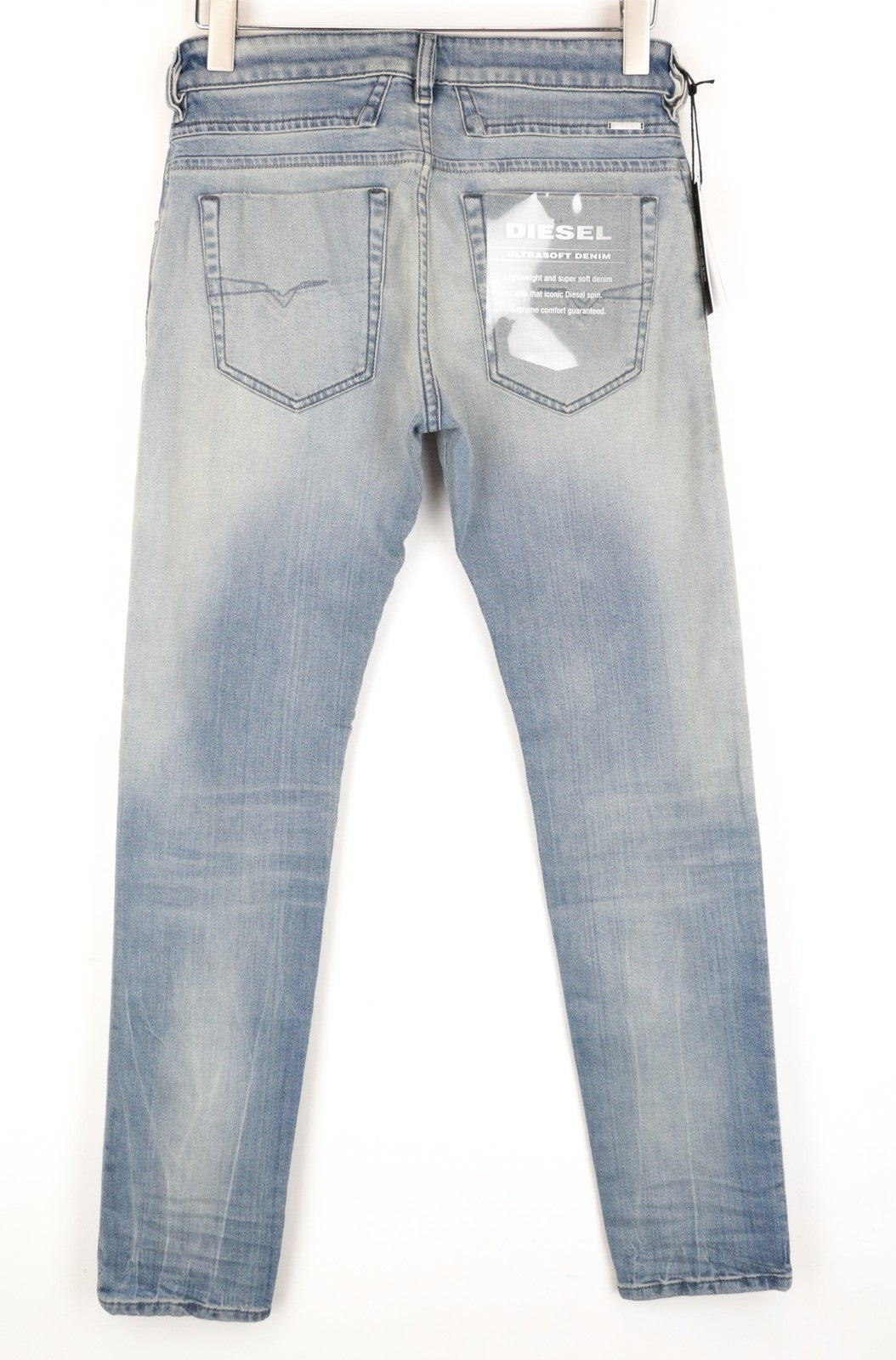DIESEL D-Bazer 081AP vyriški džinsai W28/L32 šviesiai mėlyni, tamprūs, siaurėjantys, miesto stiliaus 