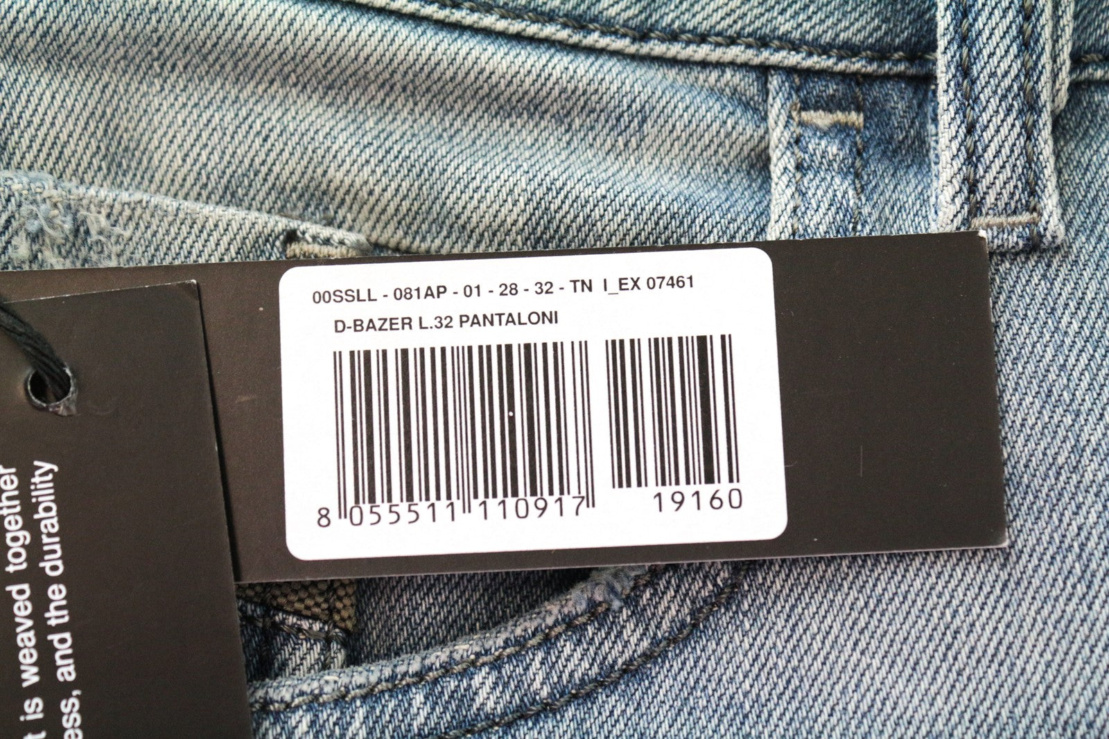 DIESEL D-Bazer 081AP vyriški džinsai W28/L32 šviesiai mėlyni, tamprūs, siaurėjantys, miesto stiliaus 