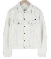 NUDIE JEANS Terry Men Jacket M Extreme Bleach Light Buttoned Spread Logo Pockets