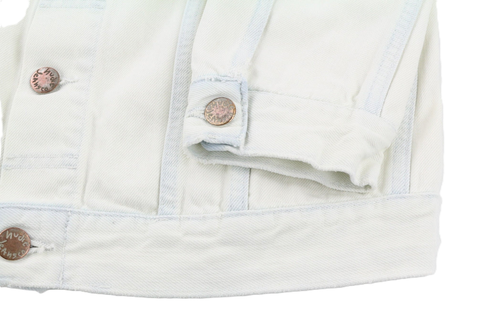 NUDIE JEANS Terry Men Jacket M Extreme Bleach Light Buttoned Spread Logo Pockets