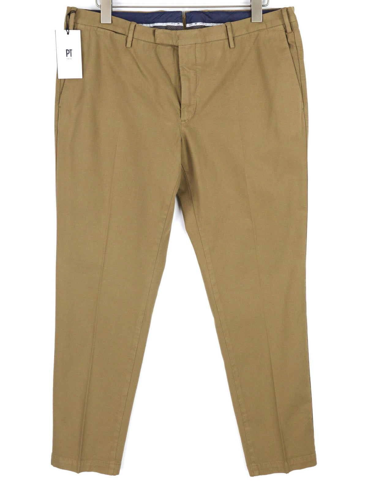 PT TORINO aptemptos vyriškos kelnės, 60 cm, rudos, chino stiliaus, su užtrauktukais ir laisvalaikio stiliaus. 