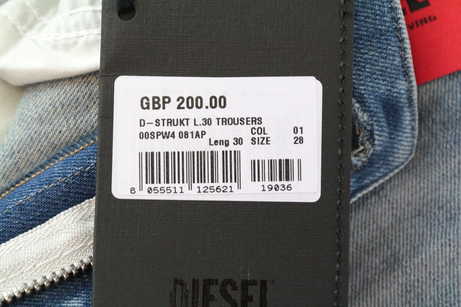 DIESEL D-Bazer 081AP vyriški džinsai W28/L30 šviesiai mėlyni, siaurėjantys, tamprūs, minkšti medvilniniai džinsai 