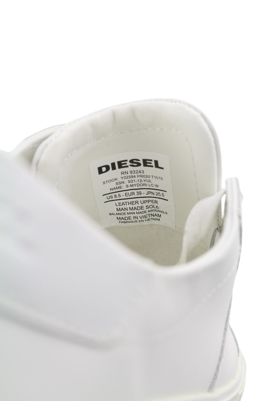 DIESEL S-Mydori LC W moteriški sportbačiai, balti, odiniai, žemakulniai, suvarstomi, RRP 200