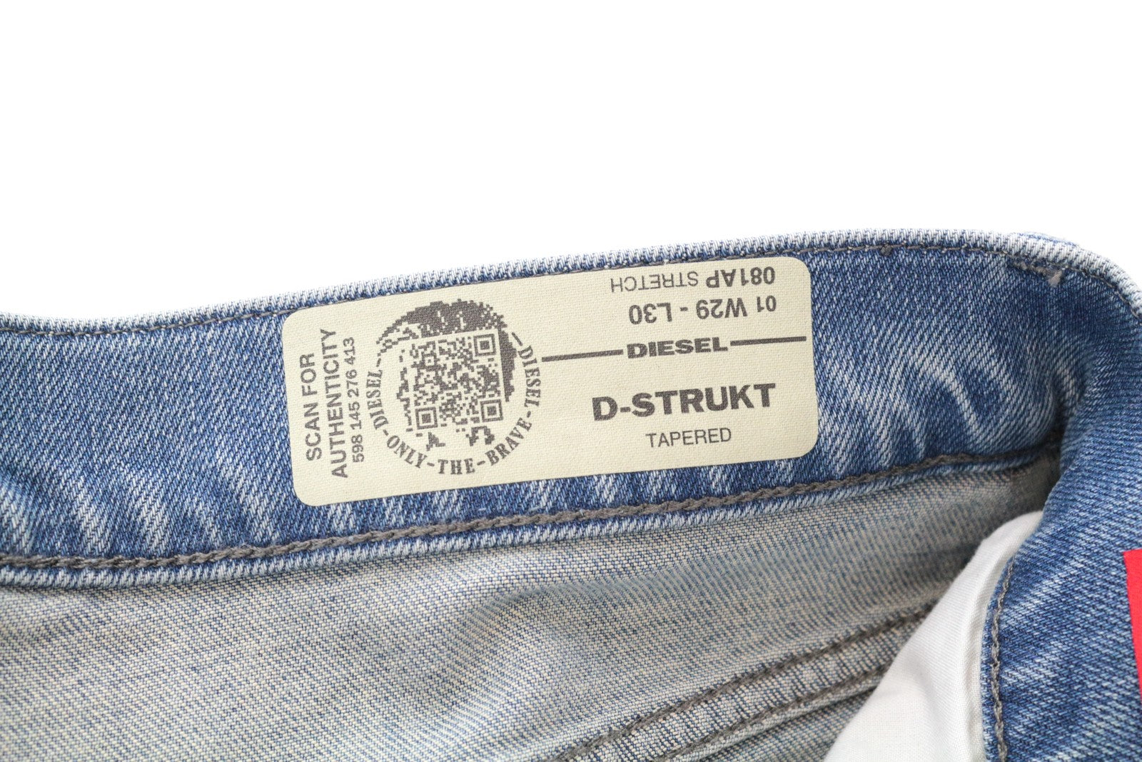 DIESEL D-Bazer 081AP vyriški džinsai W29/L30 mėlyni, siaurėjantys, medvilniniai, su 5 kišenėmis 