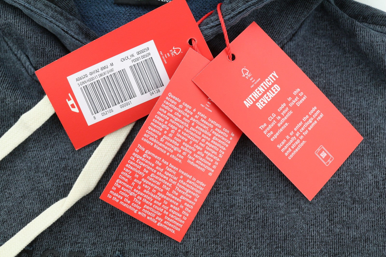 DIESEL S-Ginn-Hood-E1 vyriškas džemperis su gobtuvu M, pilkos spalvos, su gobtuvu, kengūros spalvos, rekomenduojama kaina – 195 € 