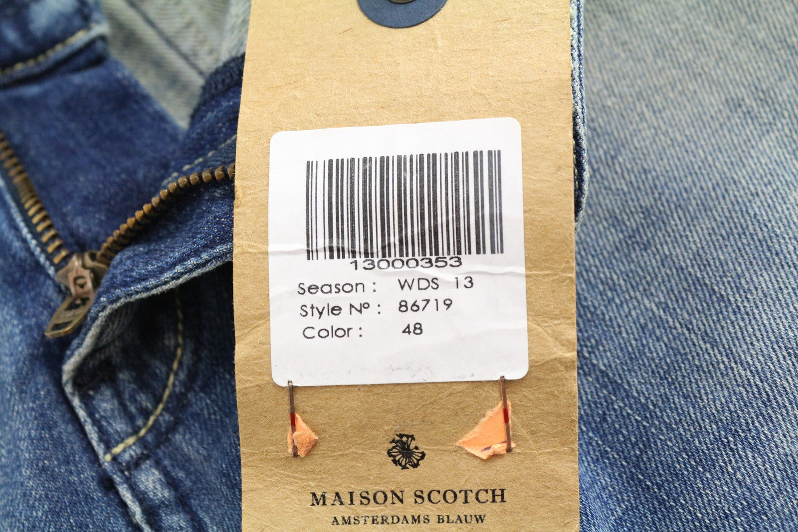 MAISON SCOTCH moteriški džinsai W27 Slim Fit skalbto mėlyno džinso spalvos su 5 kišenėmis 