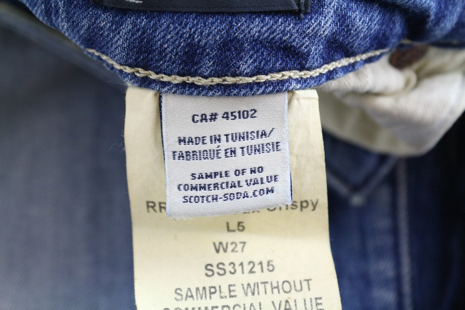 MAISON SCOTCH moteriški džinsai W27 Slim Fit skalbto mėlyno džinso spalvos su 5 kišenėmis 