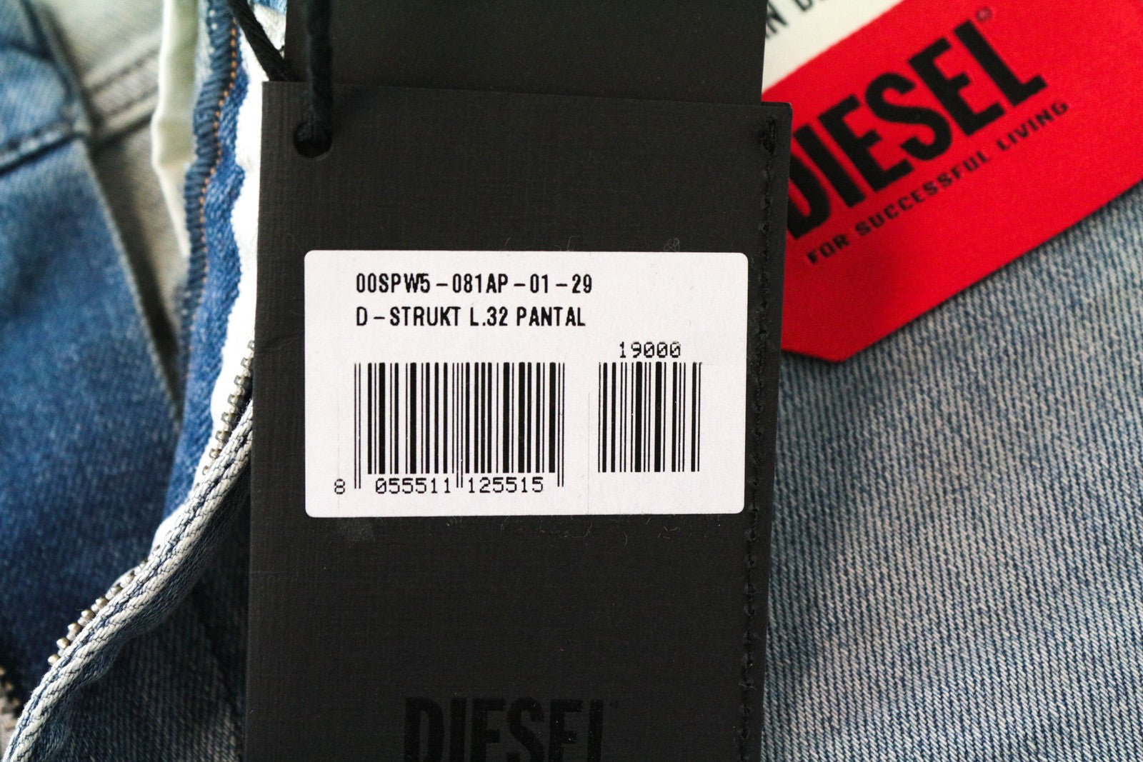 DIESEL D-Bazer 081AP vyriški džinsai su 5 kišenėmis, W29/L32, tamprūs, mėlyni, siaurėjantys, medvilniniai džinsai 