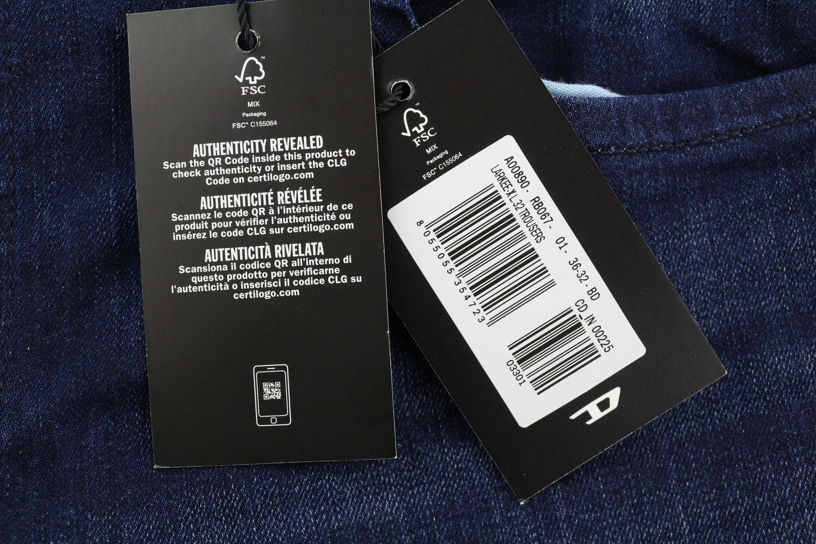 DIESEL 1985 Larkee RB067 vyriški džinsai W36/L32 tiesaus kirpimo, su sagomis, skalbtos mėlynos spalvos 