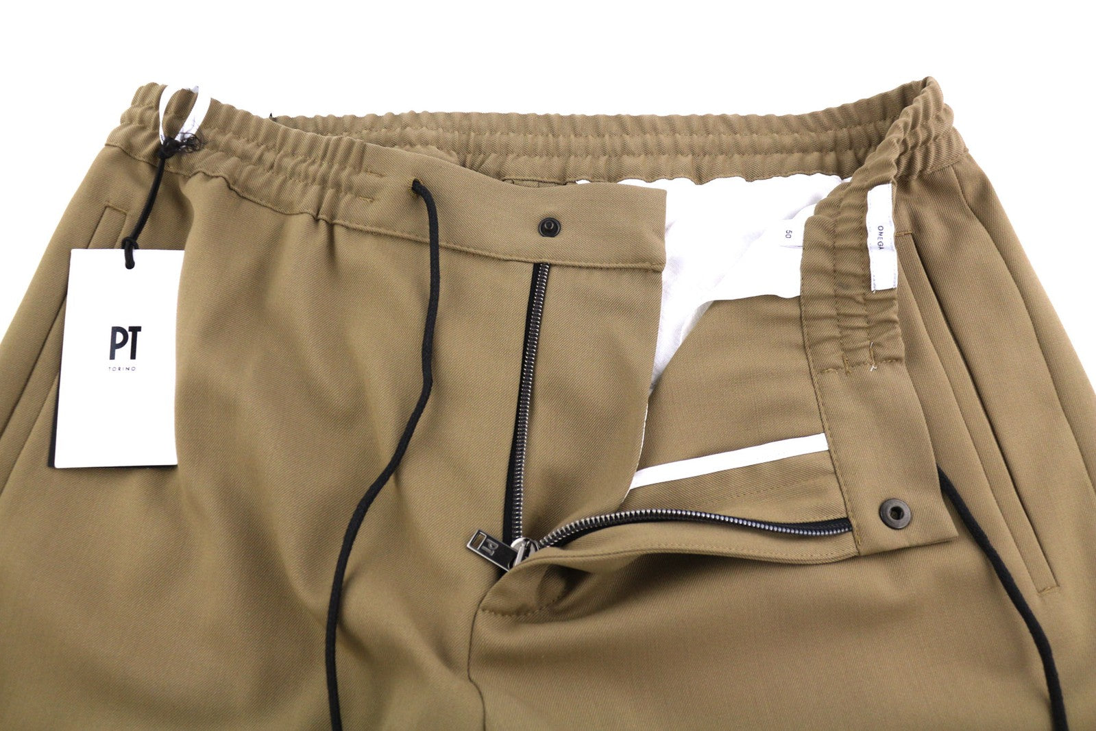 PT TORINO Omega vyriškos kelnės 50 rudos vilnos mišinio su elastingu raišteliu juosmens plonos 