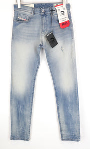 DIESEL D-Bazer 081AP vyriški džinsai W29/L32 šviesiai mėlyni, siaurėjantys, tamprūs medvilniniai džinsai 