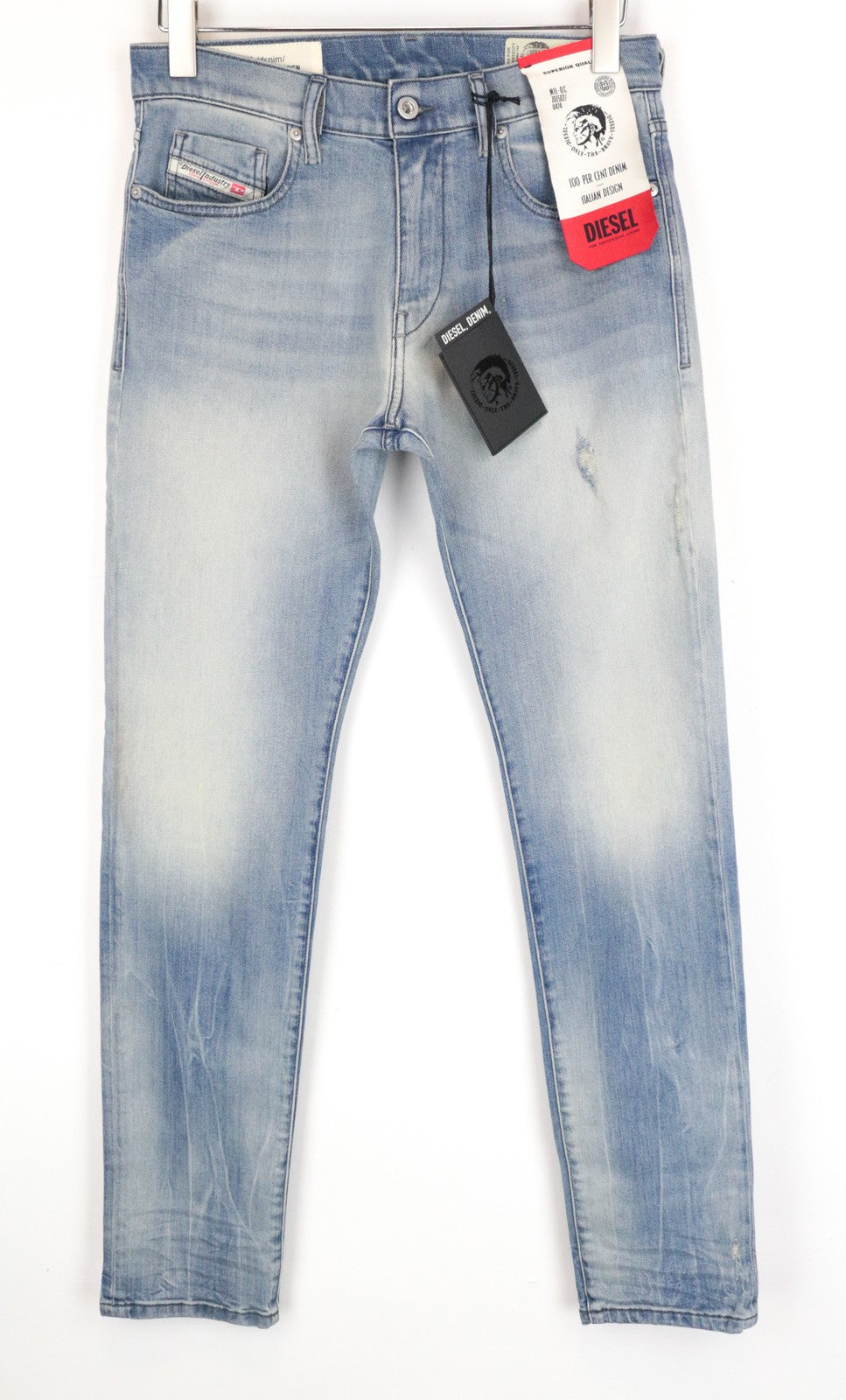 DIESEL D-Bazer 081AP vyriški džinsai W29/L32 šviesiai mėlyni, siaurėjantys, tamprūs medvilniniai džinsai 