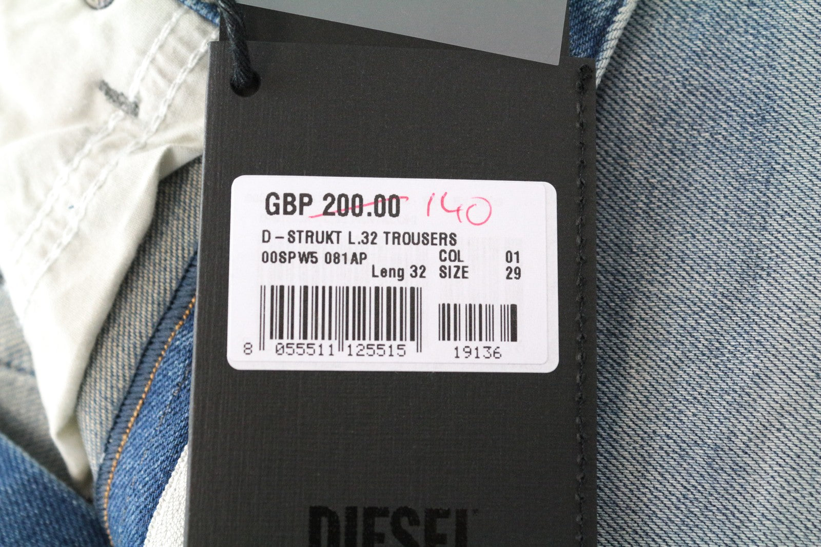 DIESEL D-Bazer 081AP vyriški džinsai W29/L32 šviesiai mėlyni, siaurėjantys, tamprūs medvilniniai džinsai 