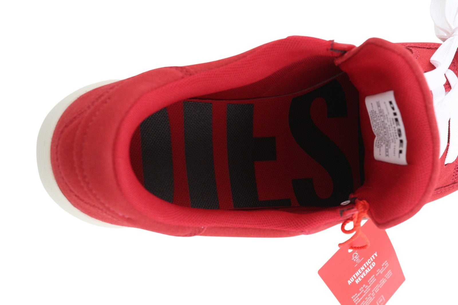 DIESEL S-Sinna žemakulniai vyriški sportbačiai, raudoni, odiniai, žemakulniai, suvarstomi logotipu, RRP 150 € 