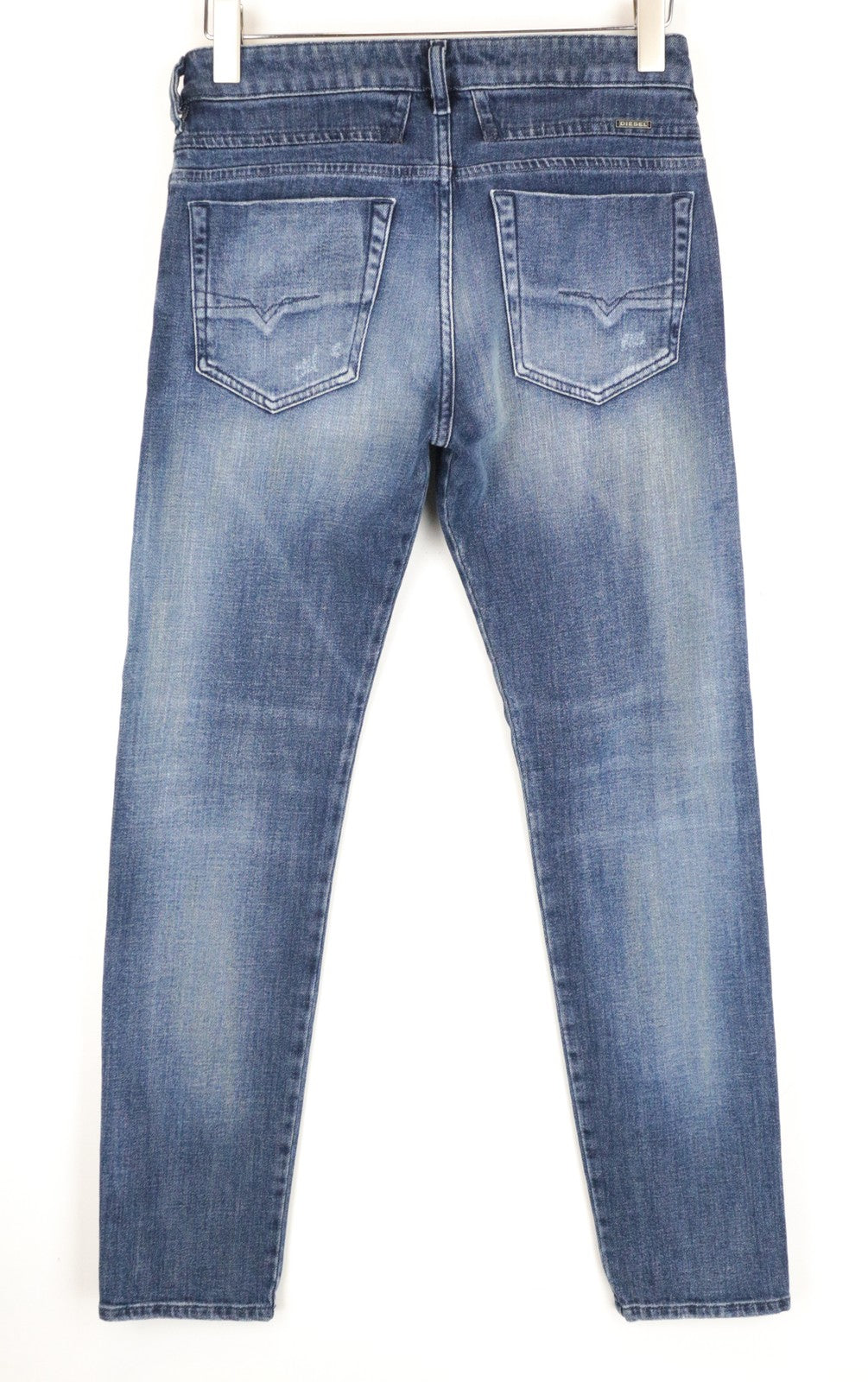 DIESEL D-Bazer 0870H vyriški džinsai W27/L32 skalbtos mėlynos spalvos siaurėjantys medvilniniai tamprūs džinsai 