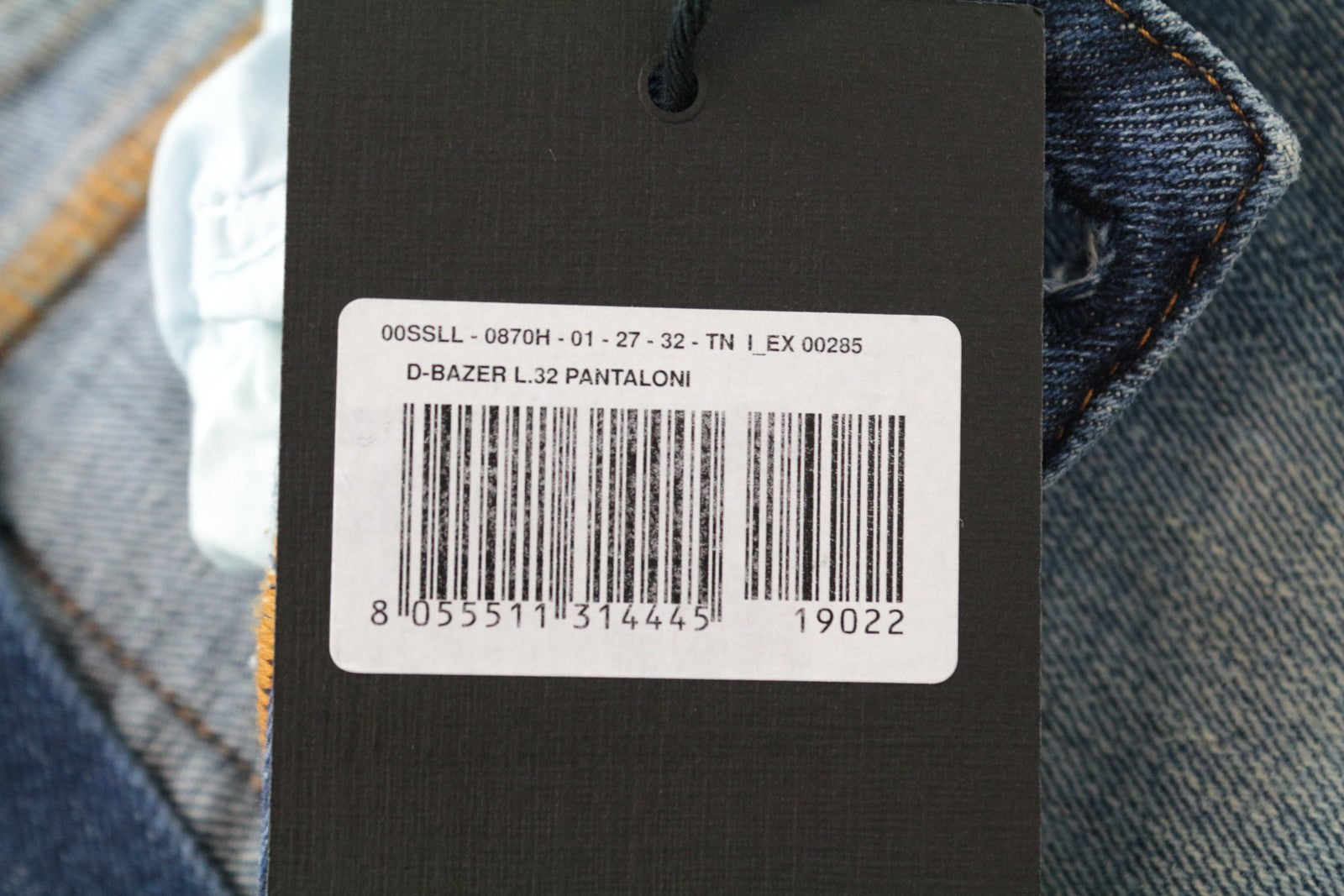 DIESEL D-Bazer 0870H vyriški džinsai W27/L32 skalbtos mėlynos spalvos siaurėjantys medvilniniai tamprūs džinsai 