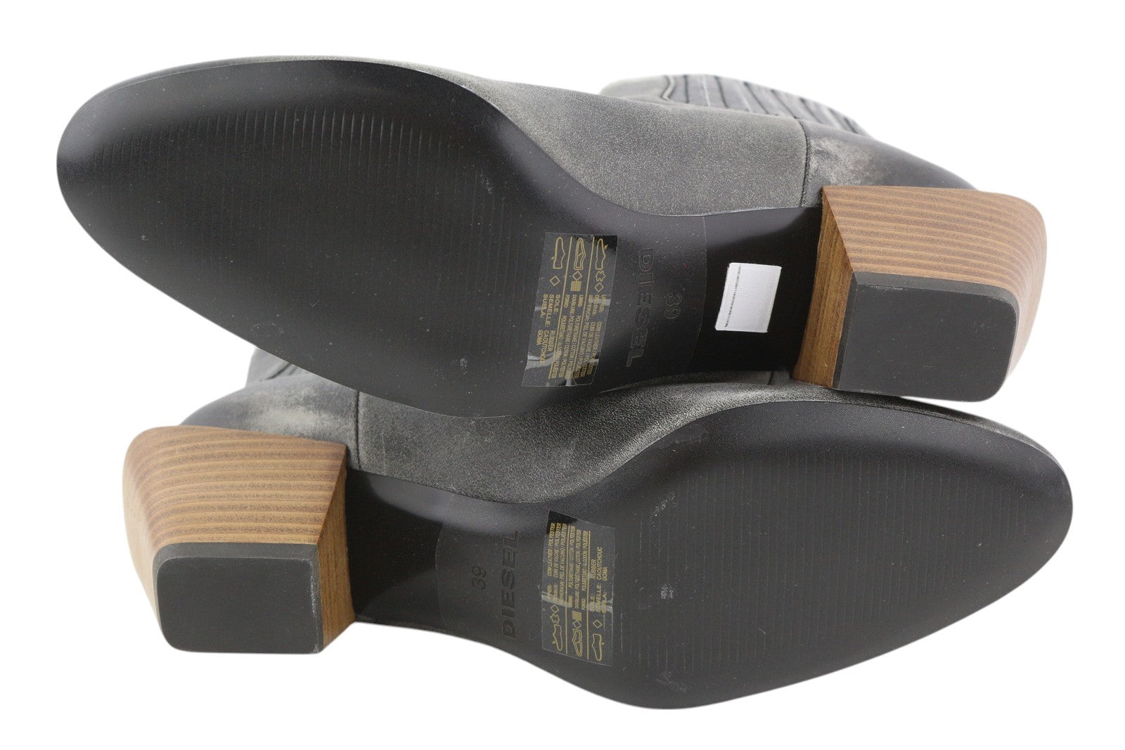 DIESEL D-Texanne CH moteriški aulinukai, pilki juodi, odiniai, migdolų spalvos, kulniukai, EU39, RRP 295 € 