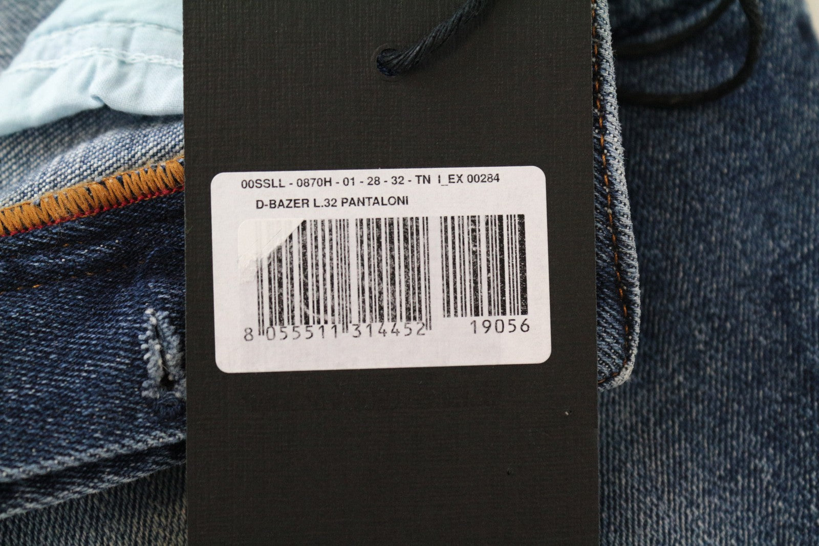 DIESEL D-Bazer 0870H vyriški džinsai W28/L32 mėlyni, skalbti, siaurėjantys, tamprūs medvilniniai džinsai 