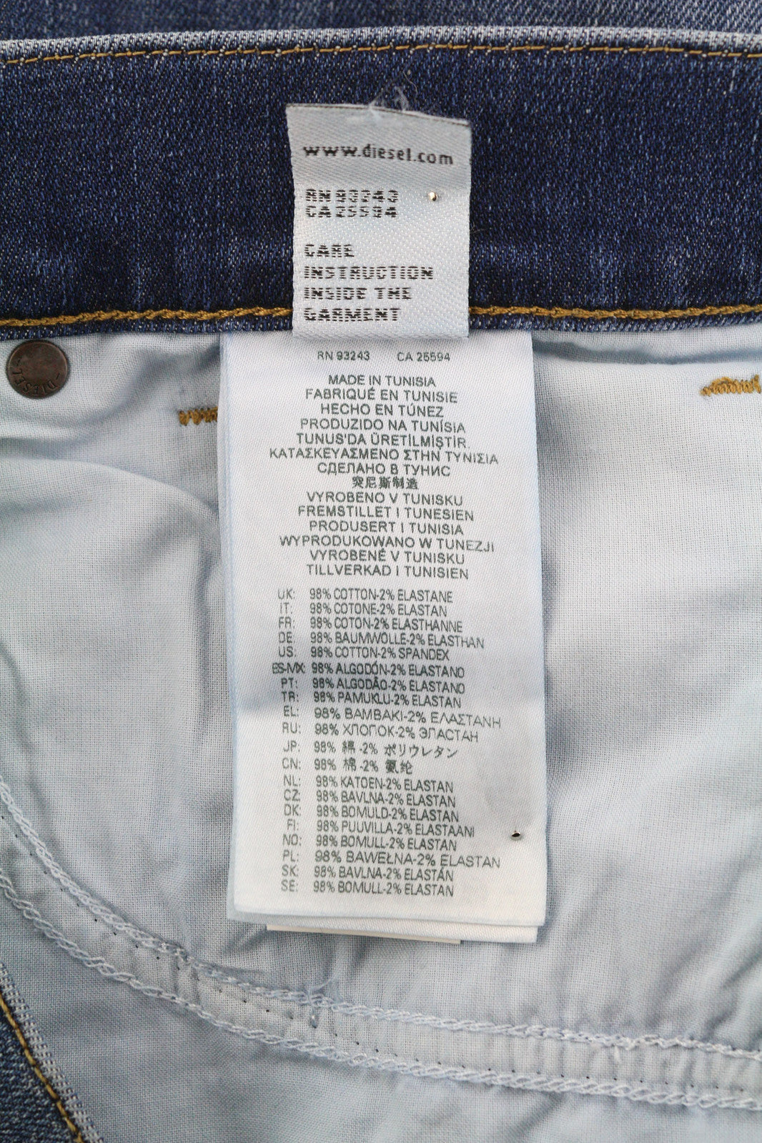 DIESEL D-Fining 09B06 vyriški džinsai W31/L34 siaurėjantys, tamprūs, su sagomis, skalbti džinsai 