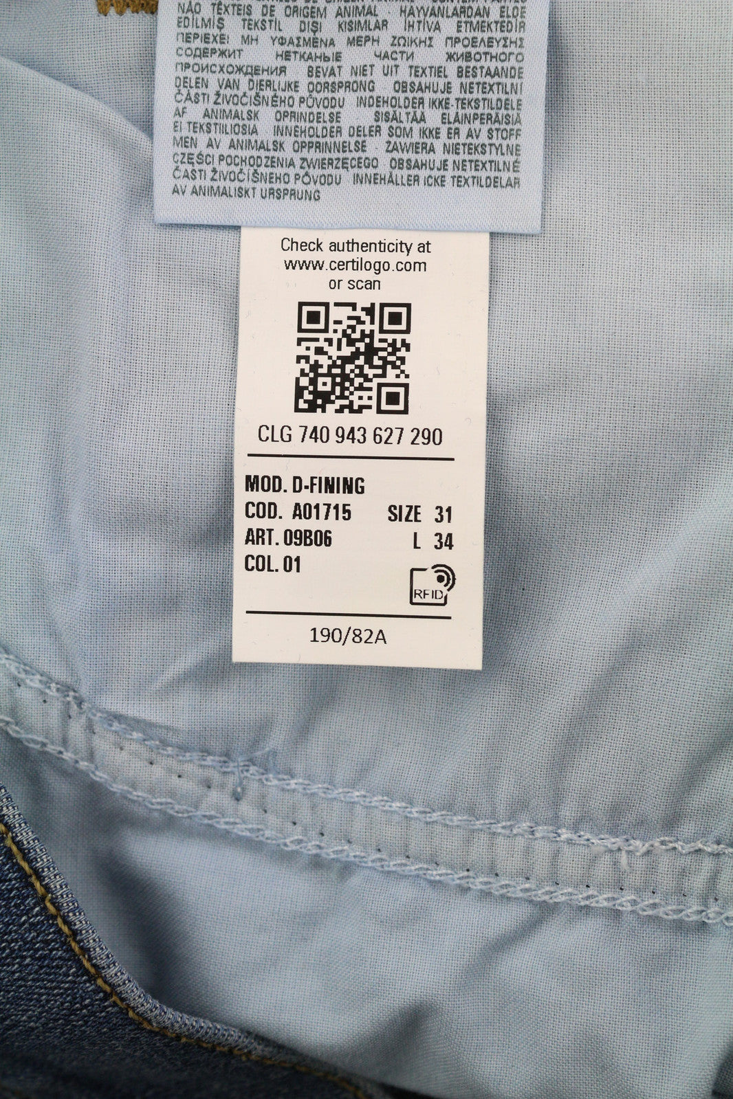 DIESEL D-Fining 09B06 vyriški džinsai W31/L34 siaurėjantys, tamprūs, su sagomis, skalbti džinsai 