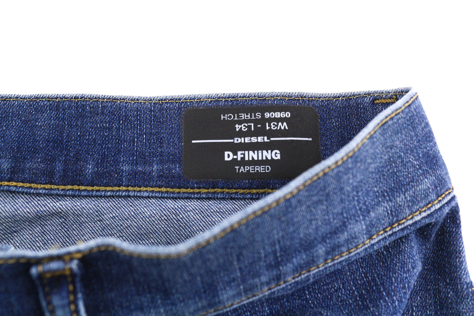 DIESEL D-Fining 09B06 vyriški džinsai W31/L34 siaurėjantys, tamprūs, su sagomis, skalbti džinsai 
