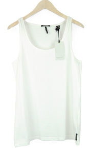 MAISON SCOTCH White Tank XL Women's Plain Sleeveless Round Neck Cotton Top