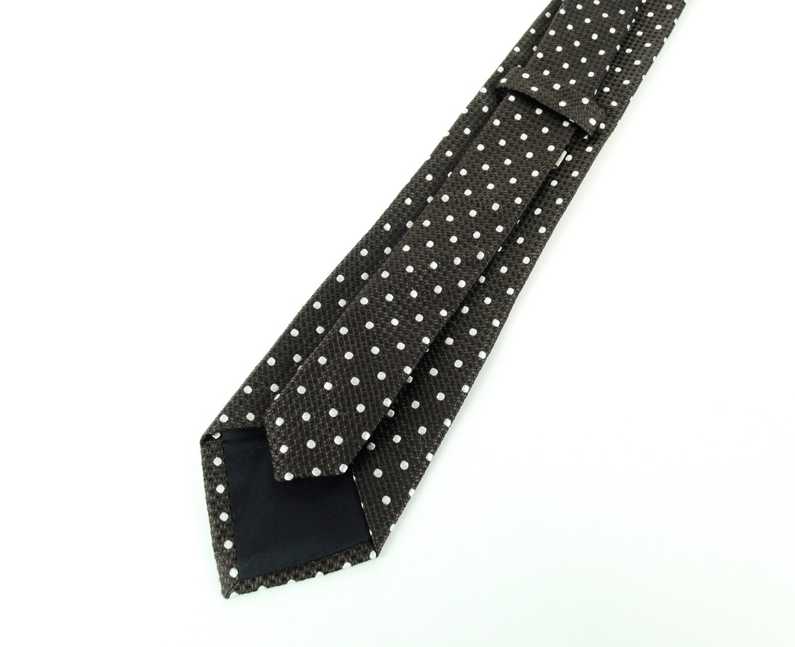 SUITSUPPLY Vyriškas kaklaraištis su smailiais galais, 150 x 8 cm rudo šilko taškelių raštu, elegantiškas kaklaraištis 