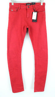 SCOTCH & SODA Pike Jeans W28 L32 Men's Skinny Fit Dyed Red Cotton Stretch