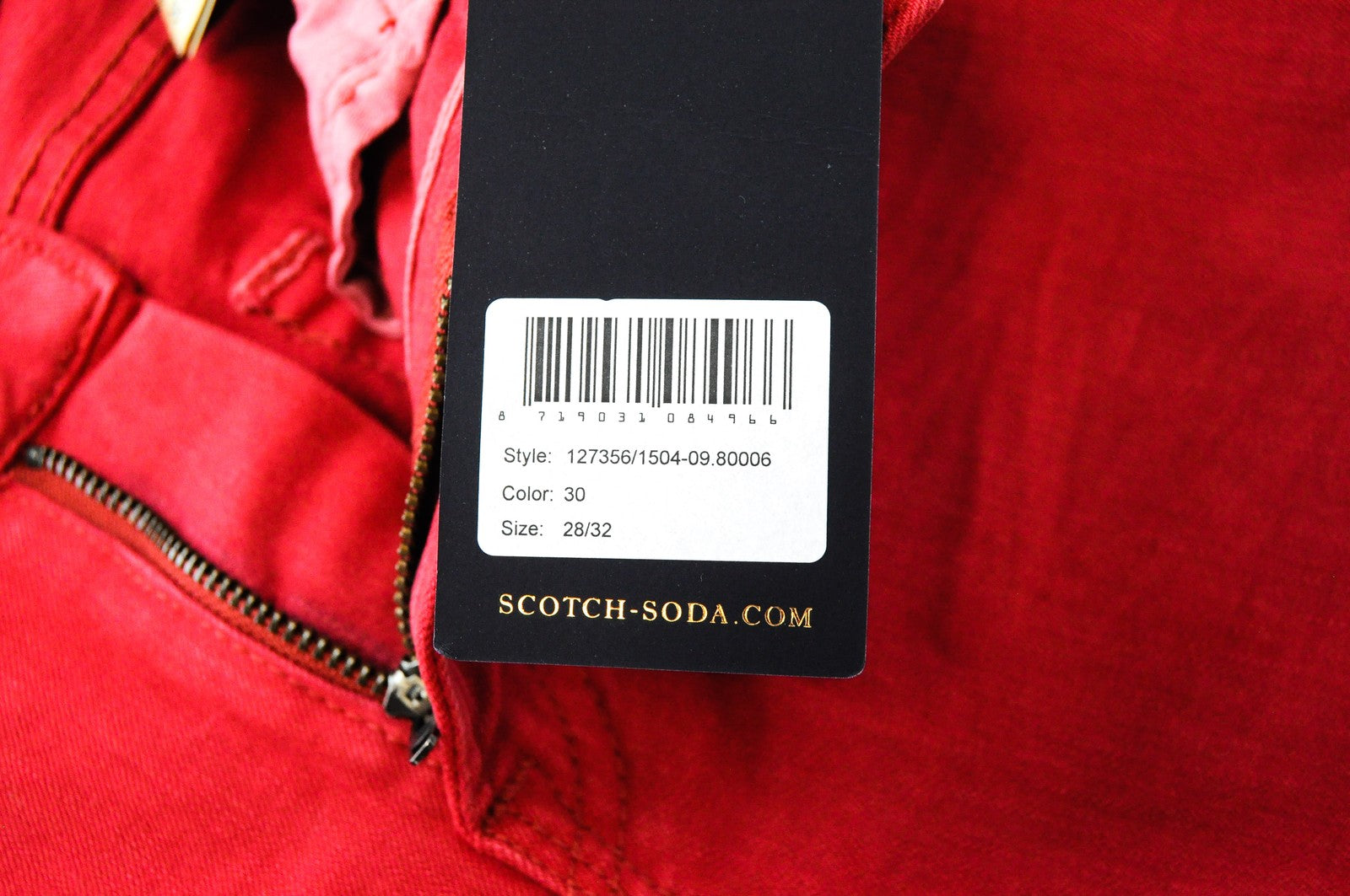 SCOTCH & SODA Pike Jeans W28 L32 Men's Skinny Fit Dyed Red Cotton Stretch