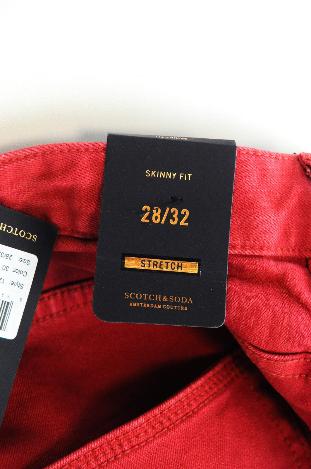 SCOTCH & SODA Pike Jeans W28 L32 Men's Skinny Fit Dyed Red Cotton Stretch