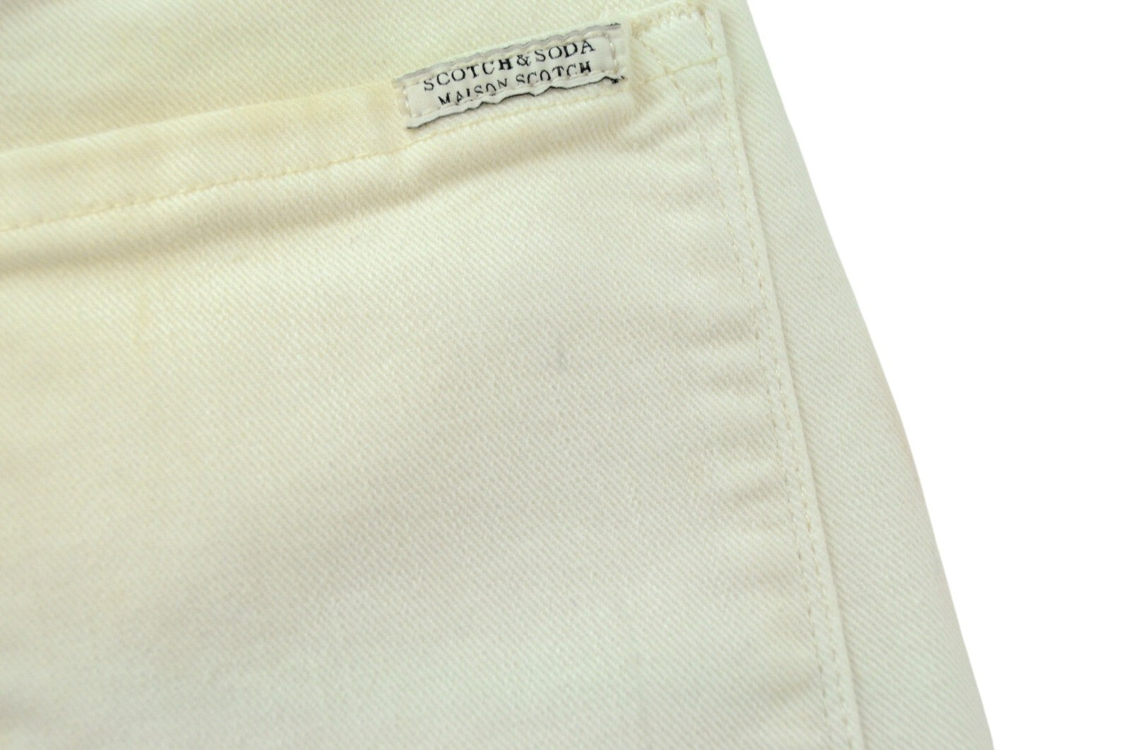 MAISON SCOTCH Jolie Vagabonde džinsai ~W25 L30 balkšvai balti, ploni su sagomis užsegimu 