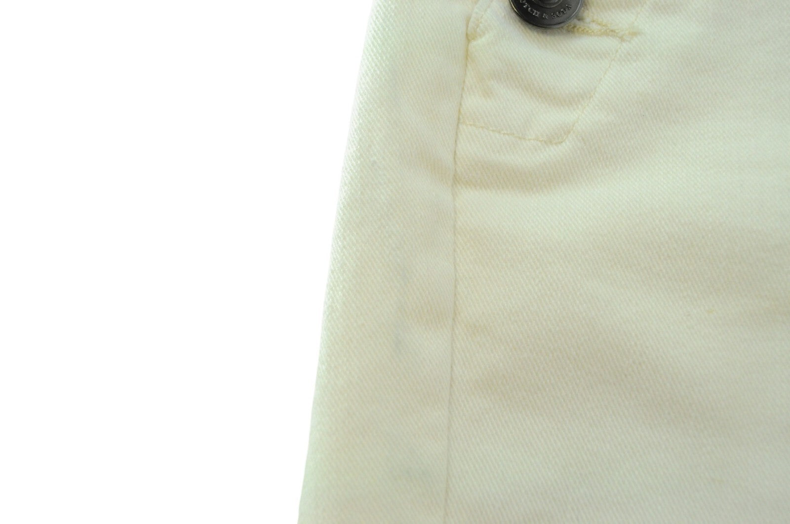 MAISON SCOTCH Jolie Vagabonde džinsai ~W25 L30 balkšvai balti, ploni su sagomis užsegimu 