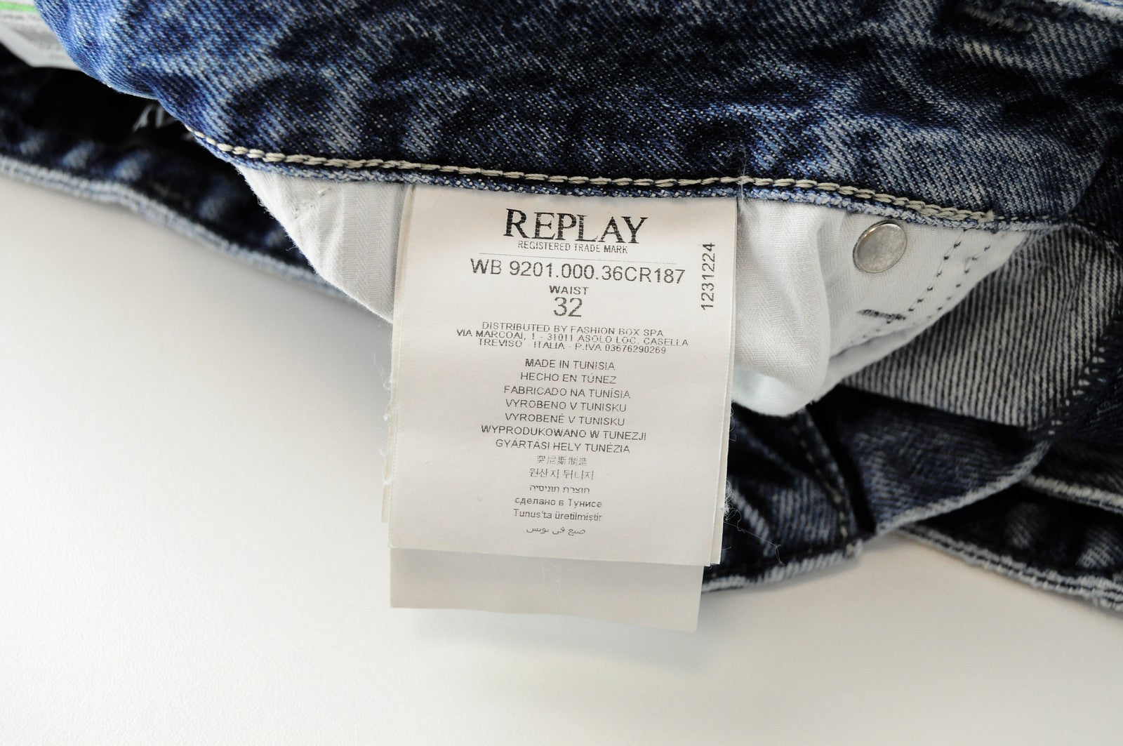REPLAY Denim Skirt W32 Blue Distressed Mini Pure Cotton Washed Women's Fit