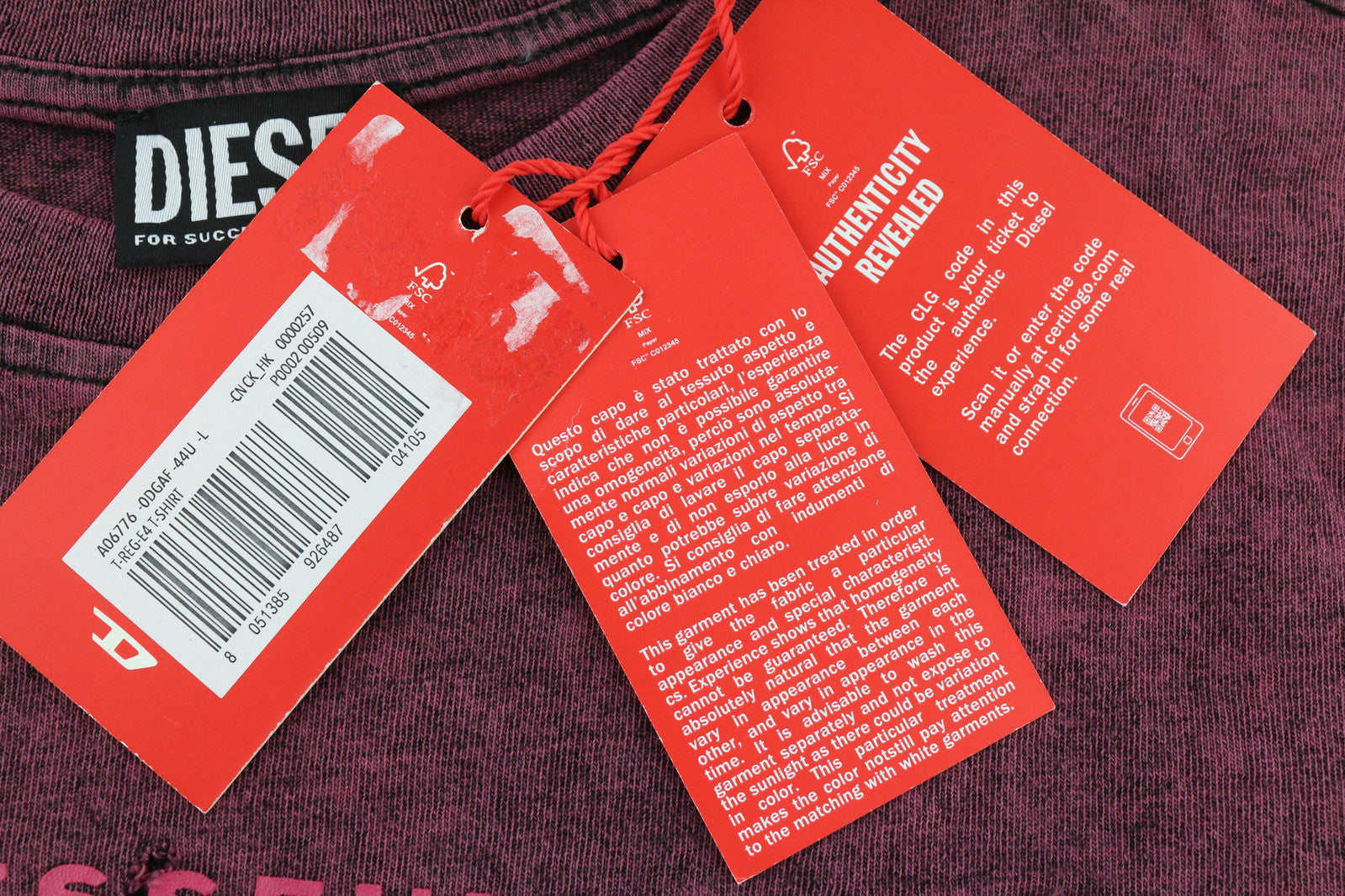 DIESEL T-Reg-E4 moteriški marškinėliai L dydžio bordo spalvos su trumpomis rankovėmis, apvalia apykakle, skalbti. RMK 125 €.