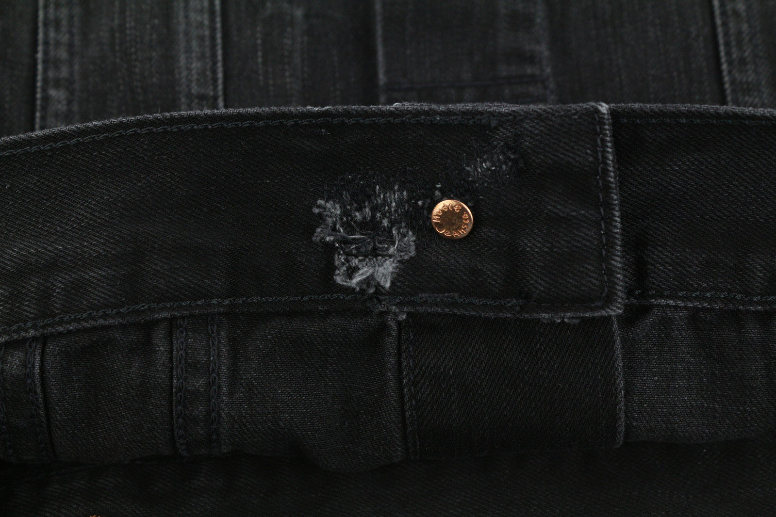 NUDIE Billy vyriška striukė S, juoda, su sagomis apykakle, skalbto džinso spalvos 