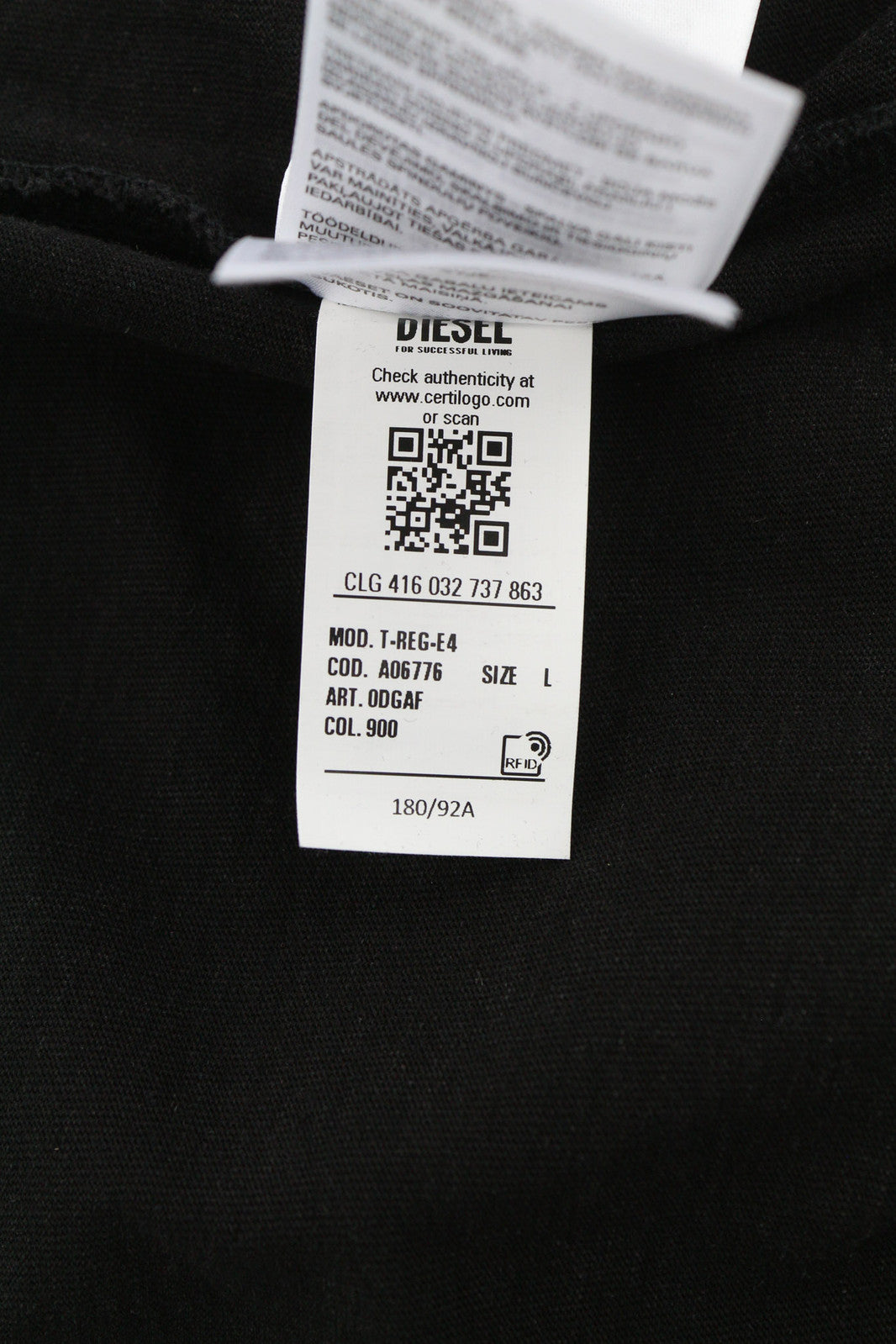 DIESEL T-Reg-E4 moteriški marškinėliai L, juodi, trumpomis rankovėmis, apvalia apykakle, skalbti. RMK 125 €.