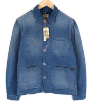 NUDIE Paul vyriška striukė M su sagomis, apykaklės kišenėmis, skalbto džinso mėlyna 