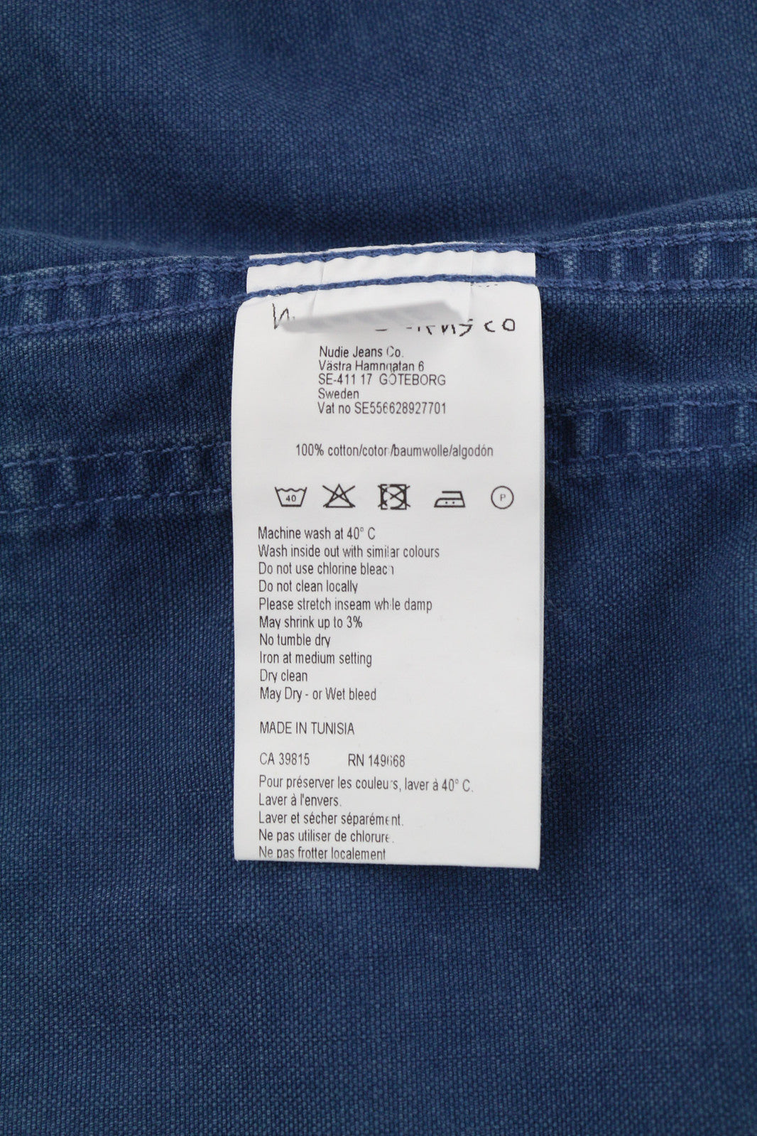 NUDIE Paul vyriška striukė M su sagomis, apykaklės kišenėmis, skalbto džinso mėlyna 